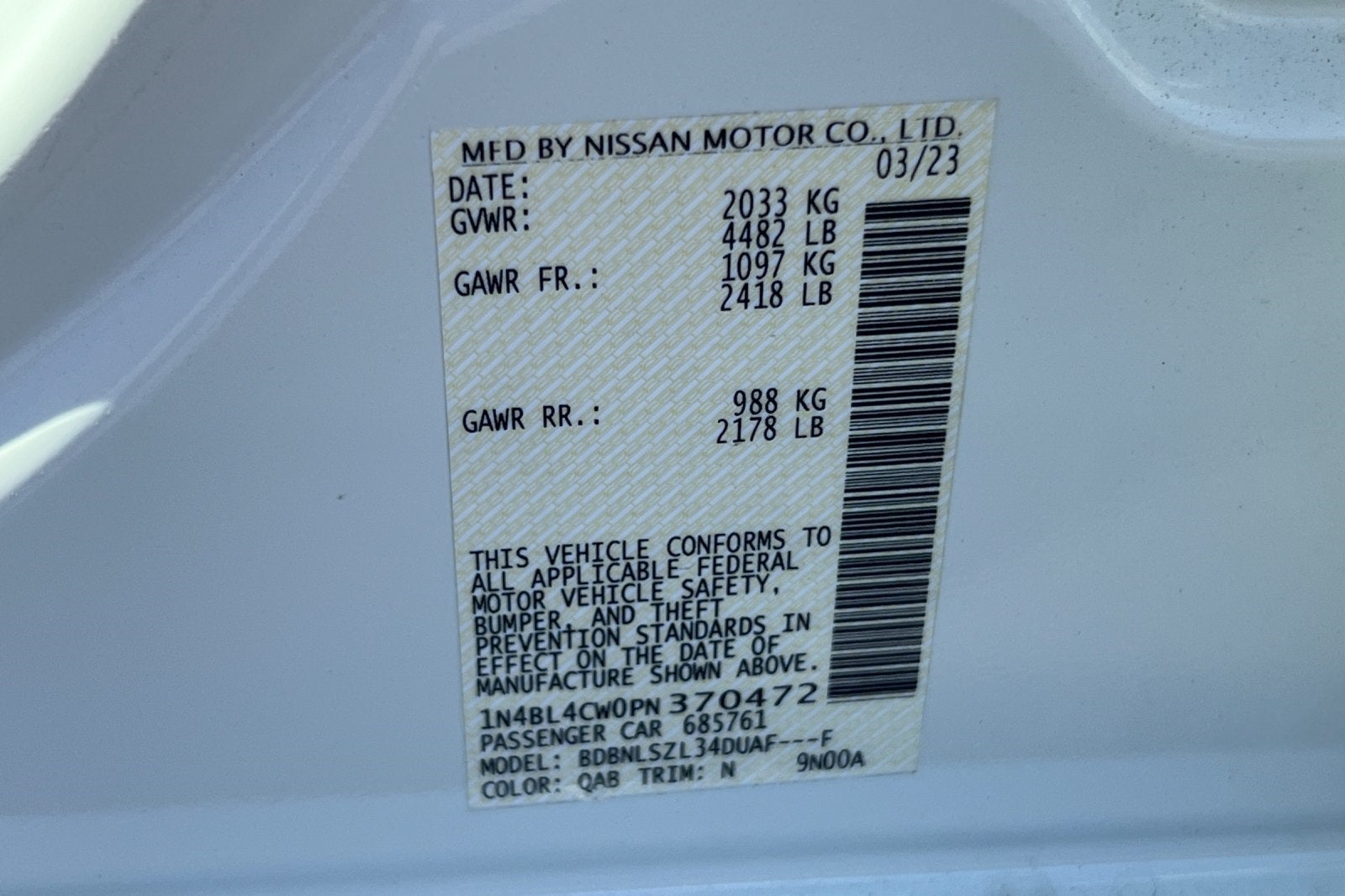 2023 Nissan Altima 2.5 SR